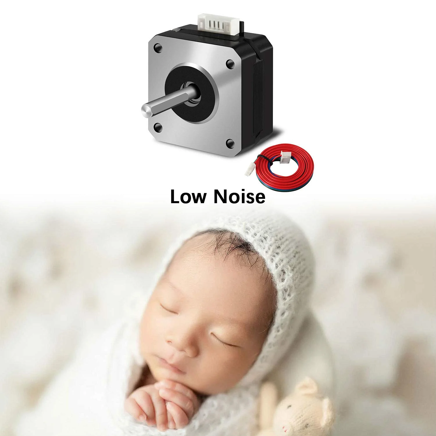 موتور پله ای Nema 17 مدل 42x23mm، موتور پنکیکی 3 عددی، 1.5 آمپر - 3.8 ولت، 2 فاز، 4 سیم، 1.8 درجه با کابل 1 متری برای موتورهای چاپگر سه بعدی