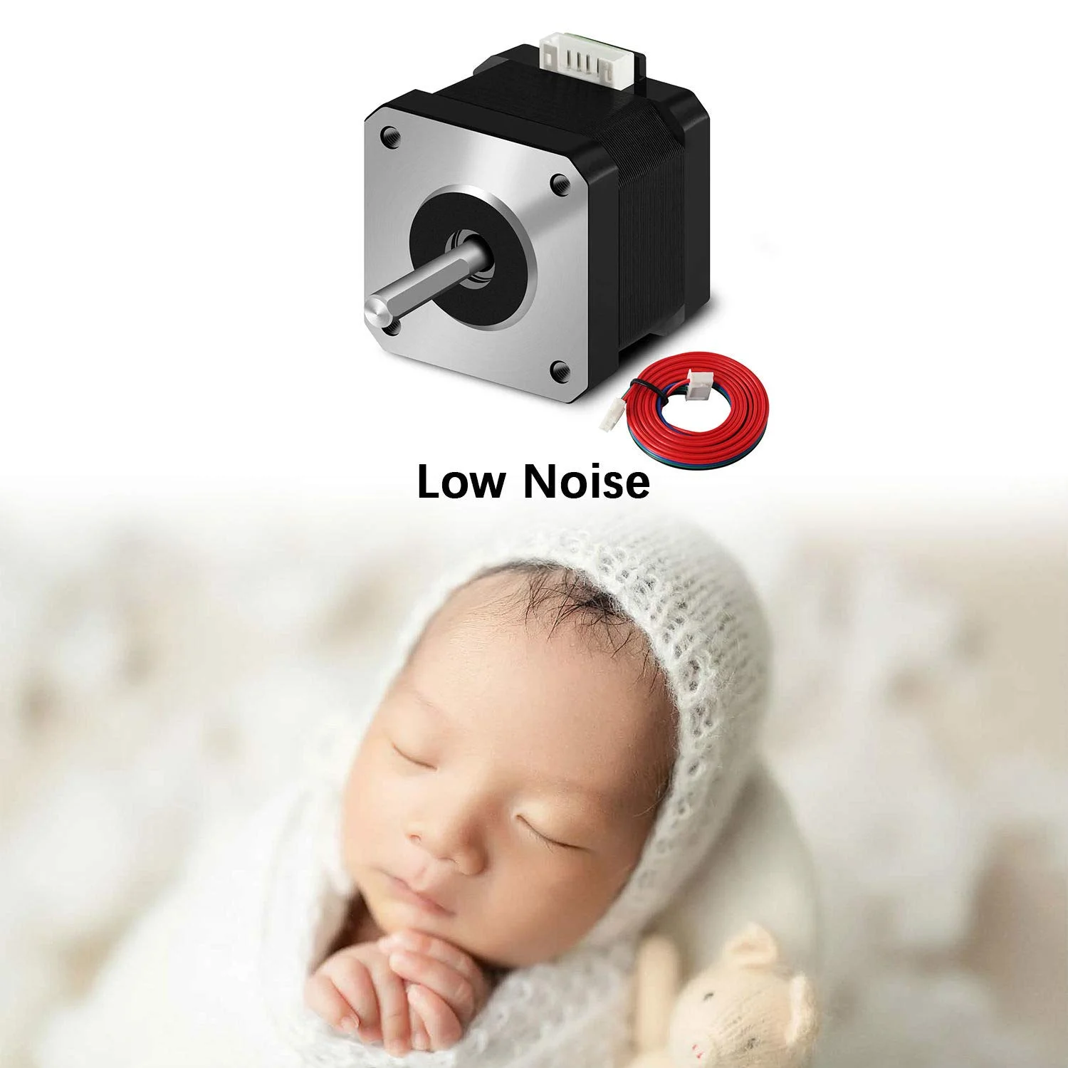 موتور پله ای Nema 17 مدل 42-40 (تک عددی) 1.5 آمپر - 3.8 ولت، 2 فاز، 4 سیم، 1.8 درجه به همراه کابل 1 متری مناسب برای اکسترودر پرینتر سه بعدی/CNC و محور Y