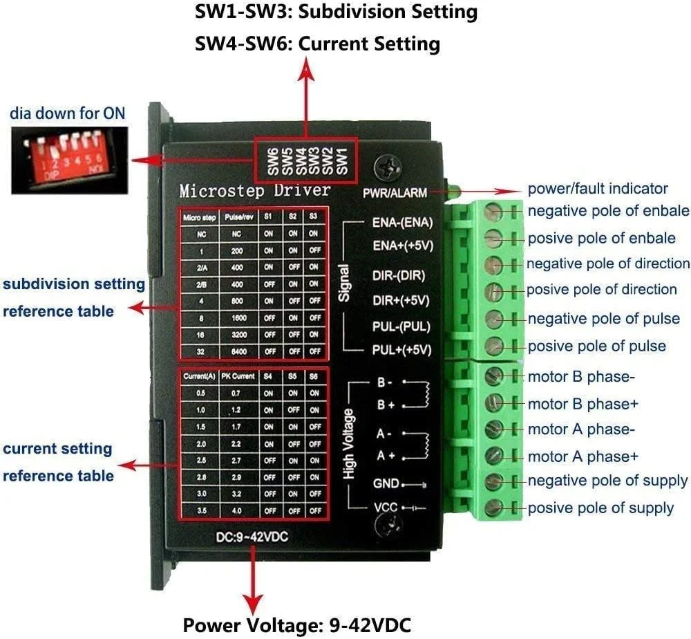 موتور پله‌ای HS4401 17 به همراه براکت موتور پله‌ای L و درایور موتور پله‌ای TB6600 4A 9-42V کنترلر CNC برای پرینتر سه بعدی - (ولتاژ: فقط درایور tb6600)