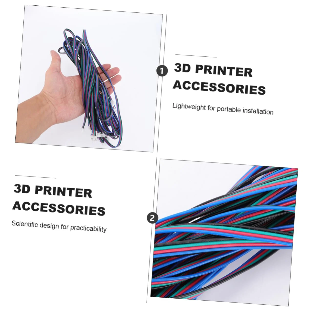 کابل موتور 1 متری .54 به کانکتور ترمینال 6 پین برای قطعات پرینتر سه بعدی CNC، رنگ تصادفی