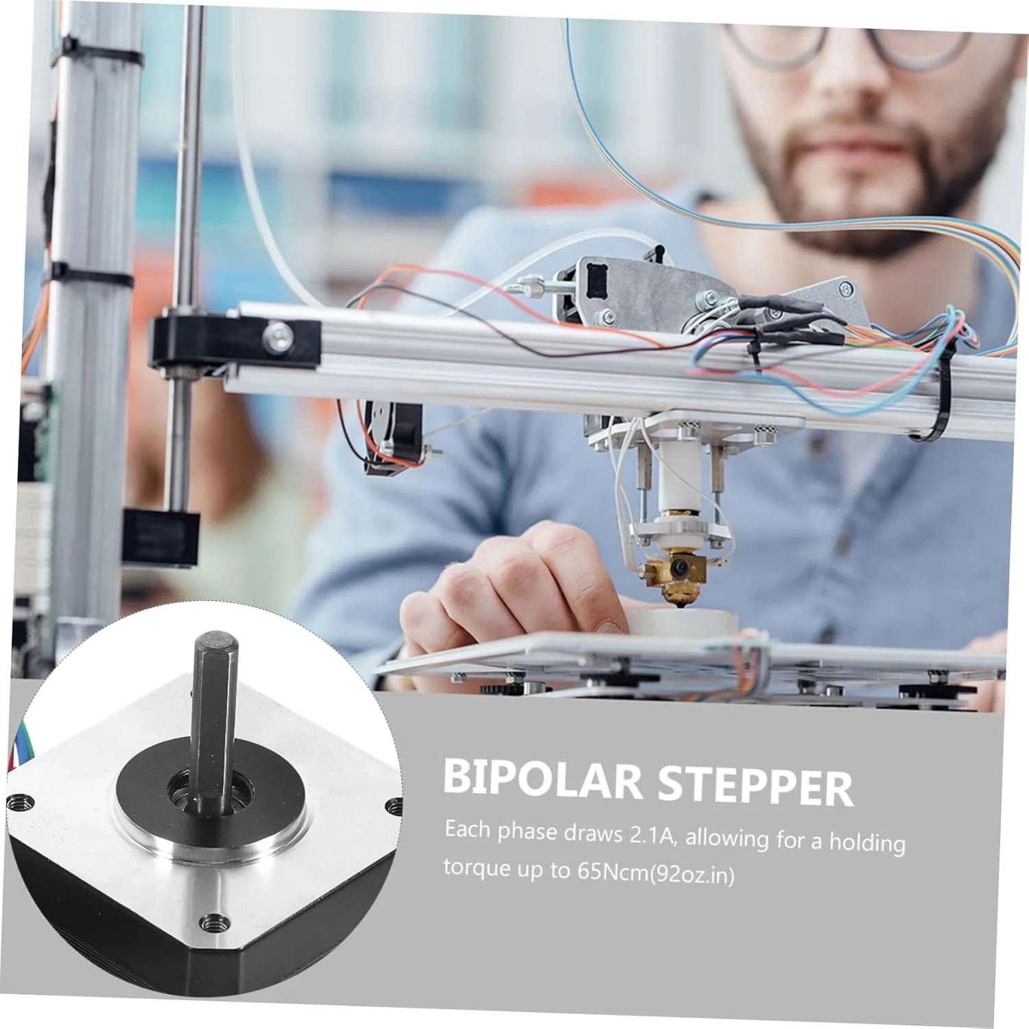 موتور پله‌ای با گشتاور بالا 92oz برای کاربردهای اکسترودر، طراحی فشرده برای چاپگرها و رباتیک