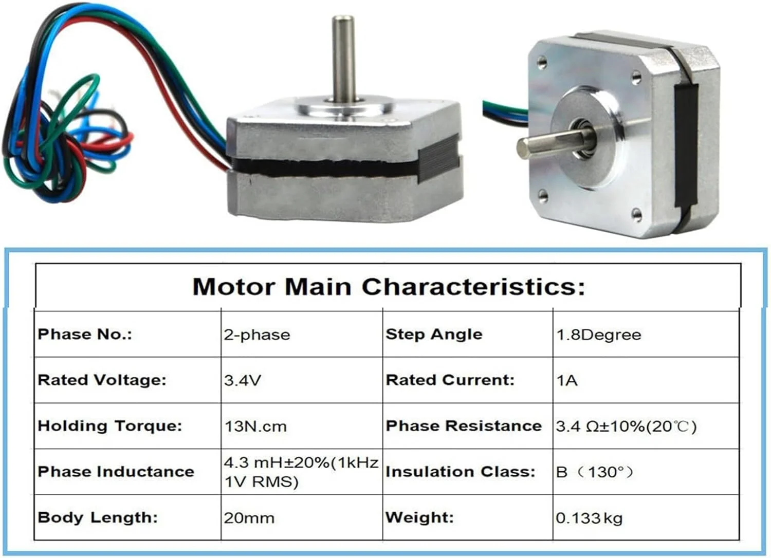 کنترلر درایور GTPBAO موتور پله ای 42x42x20mm، 1A، 13N.cm، 1.8 درجه، 2 فاز، 4 سیم، موتور پله ای Nema 17 برای پرینتر سه بعدی و دستگاه CNC