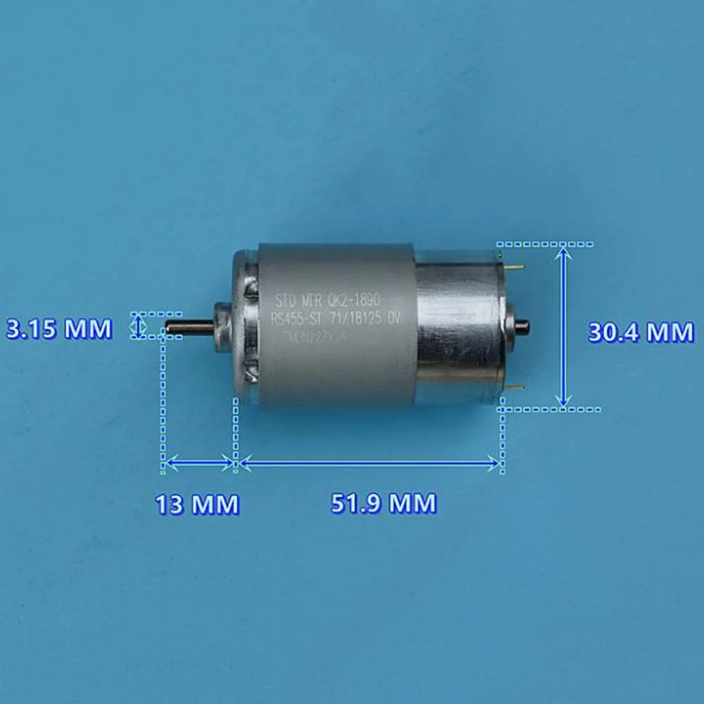موتور برس کربنی استاندارد RS455-18125 موتور مینی پرینتر DC 24V 36V 8100RPM عمر طولانی گشتاور بزرگ مصرف انرژی پایین - (ولتاژ (V): بدون دنده)