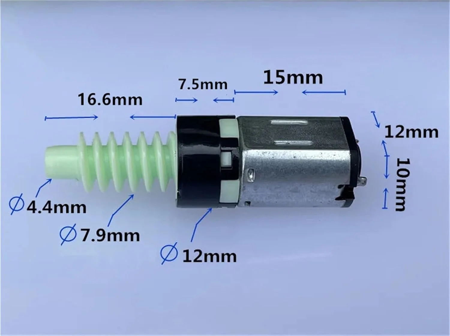 موتور گیربکس سیاره ای DC مدل N20 با شفت حلزونی پلاستیکی، قطر 12 میلی متر، 3 تا 5 ولت، 5 عدد
