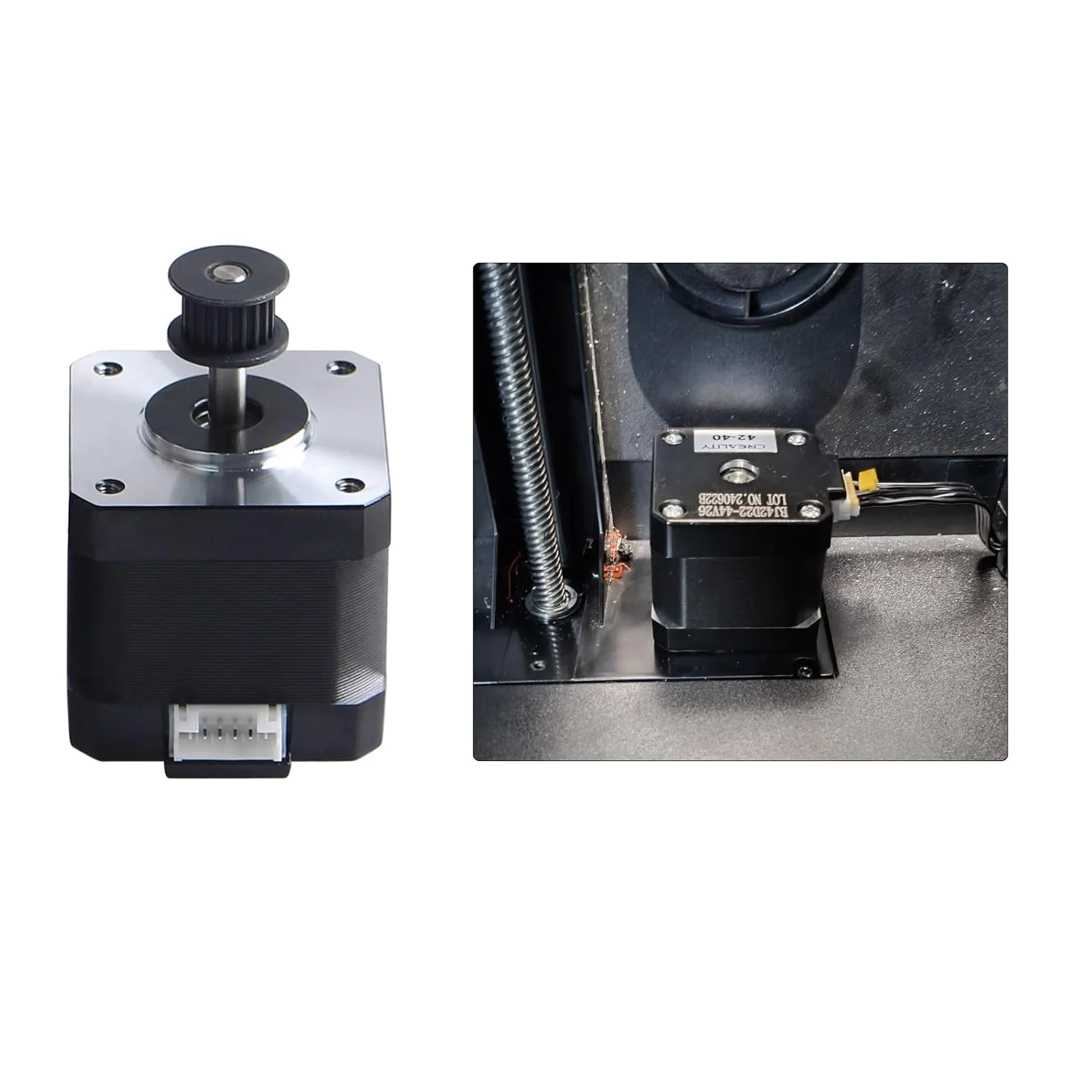 لوازم جانبی پرینتر سه بعدی FYSETC - جایگزینی موتور محور Z مدل Crealty K1: موتور پله ای Nema 17 مدل K1C با بدنه 42-40 میلی متر، زاویه پله 1.8 درجه، 1.0 آمپر، 2 فاز به همراه چرخ تسمه تایم 2GT برای قسمت محور Z