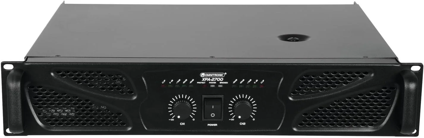 آمپلی فایر استریو PA با لیمیتر Omnitronic XPA-2700 | 2 x 1350 وات / 4 اهم، 2 x 1080 وات / 8 اهم | نصب در رک با 2 یونیت ارتفاع