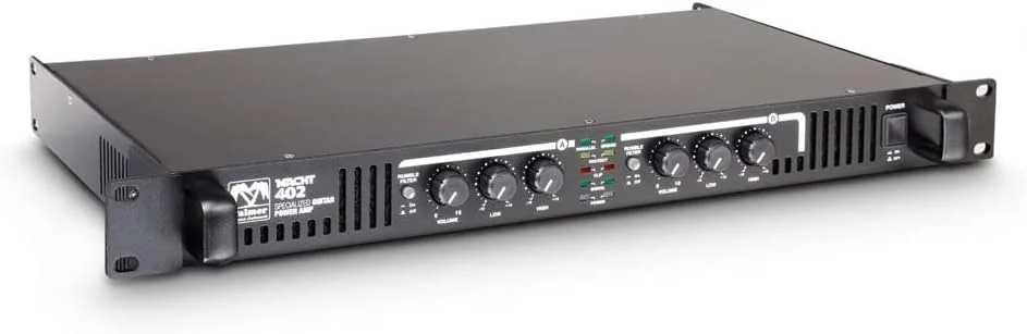 پاور آمپلی فایر استریو پالمر Macht 402 برای گیتار، مشکی، 19 اینچ