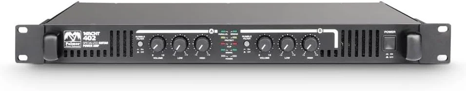 پاور آمپلی فایر استریو پالمر Macht 402 برای گیتار، مشکی، 19 اینچ