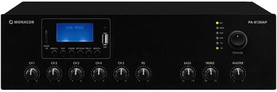 آمپلی فایر مونو Monacor PA-812DAP ELA، 120 وات، 1 کانال، 1 زون
