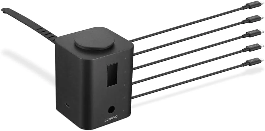 شارژر هوشمند لنوو کروم، طراحی شده برای کروم‌بوک‌ها، شارژ همزمان 5 لپ‌تاپ و نظارت بر میزان باتری آن‌ها، کابل‌های USB-C یکپارچه 30 سانتی‌متری