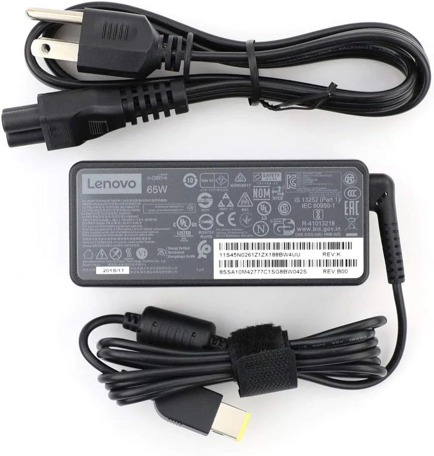 شارژر لپ تاپ اصلی لنوو ThinkPad 65W 20V 3.25A با نوک باریک مدل ADLX65NCC3A آداپتور AC منبع تغذیه برای Lenovo ThinkPad