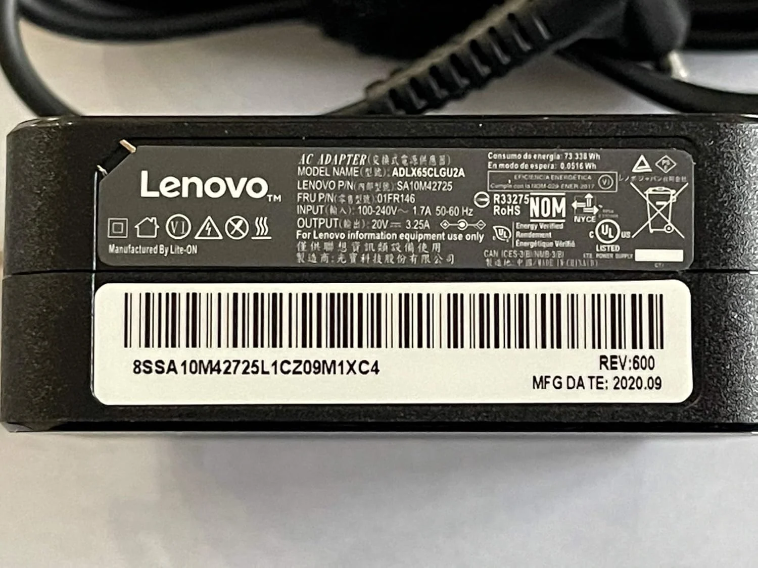 شارژر لپ تاپ 65 وات با نوک گرد کوچک (نوک 4.0mm1.7mm) آداپتور برق دیواری AC برای Lenovo Yoga ideapad Flex4، سازگار با ADLX65CDGU2A 5A10K78742 01FR137