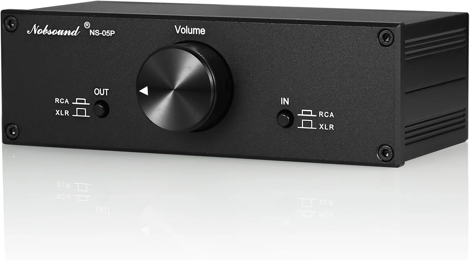 پیش تقویت کننده غیرفعال مینی Nobsound کاملاً متعادل/تک سر; پیش تقویت کننده Hi-Fi; کنترل کننده صدا XLR/RCA برای بلندگوهای مانیتور فعال (مشکی)