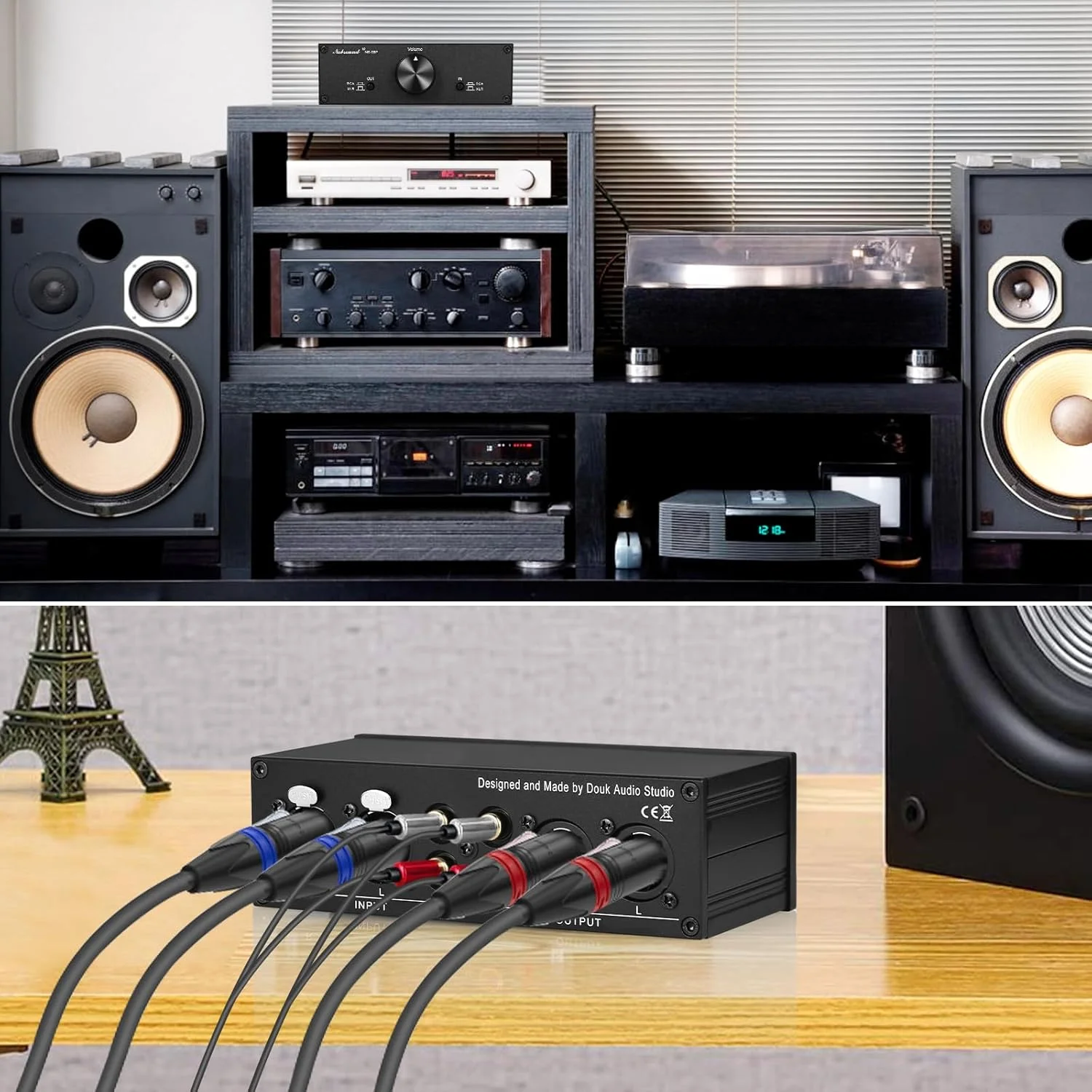 پیش تقویت کننده غیرفعال مینی Nobsound کاملاً متعادل/تک سر; پیش تقویت کننده Hi-Fi; کنترل کننده صدا XLR/RCA برای بلندگوهای مانیتور فعال (مشکی)