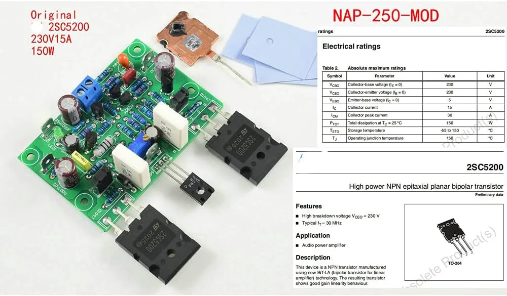 کیت مونتاژ آمپلی فایر استریو دو کاناله NAP250 MOD