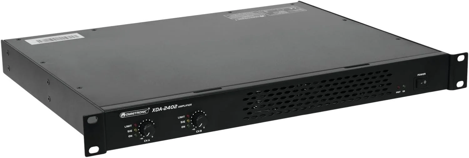 آمپلی فایر استریو PA امنیترونیک XDA-2402 کلاس D با منبع تغذیه سوئیچینگ، 2 خروجی 1200 وات / 4 اهم، 2 خروجی 880 وات / 8 اهم | وزن و ارتفاع کم به دلیل منبع تغذیه سوئیچینگ یکپارچه