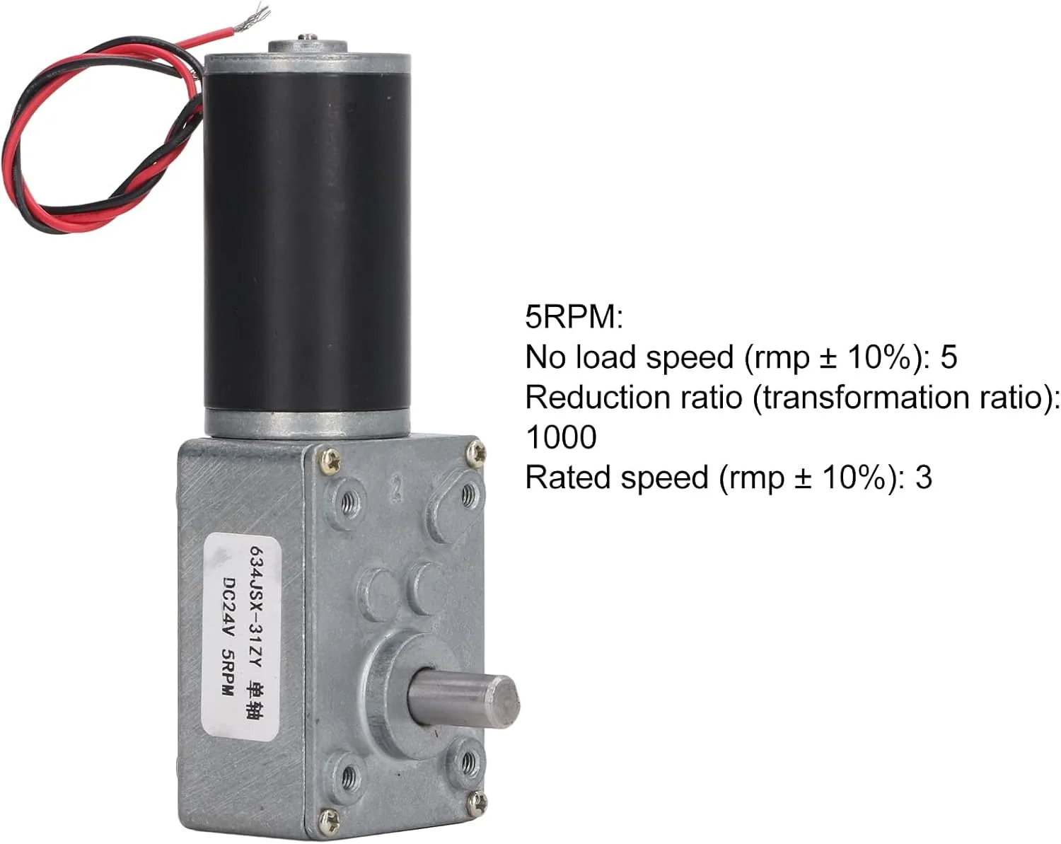 موتور گیربکس DC 24 ولت FTVOGUE با شفت تکی کاهنده CCW برای دستگاه شمارش چاپگر (5 دور در دقیقه)، موتور دنده دار