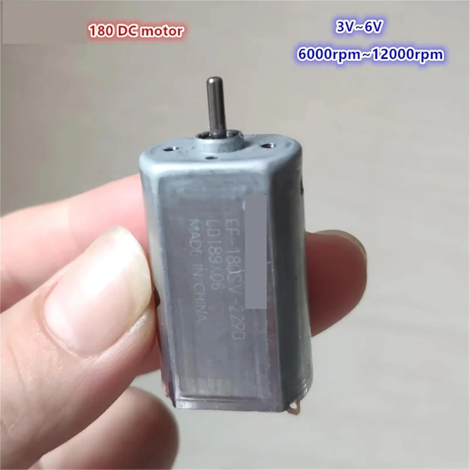 موتور DC مدل FF-180SV-2290 با ولتاژ 3 تا 6 ولت، سرعت 6000 تا 12000 دور در دقیقه، برس فلزی، قطر شفت 2 میلی متر - 1 عدد