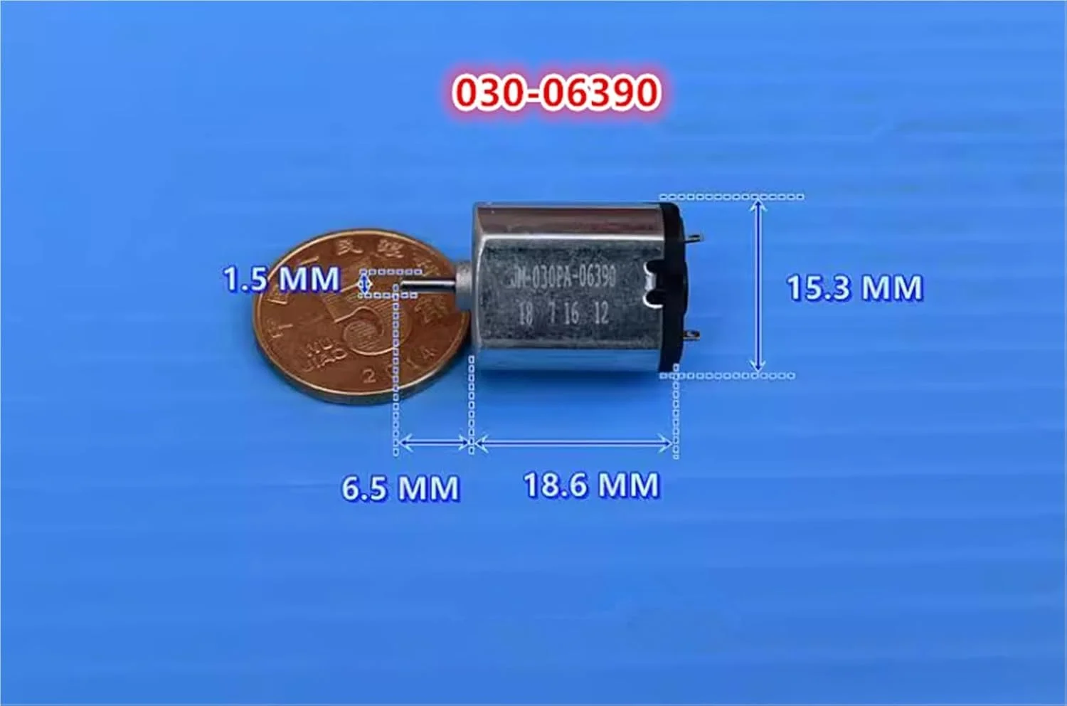 موتور DC مدل FK-030PA با ولتاژ 12 ولت و سرعت 10000 دور در دقیقه، برس فلزی، شفت بی صدا با قطر 1.5 میلی متر، 10 عدد