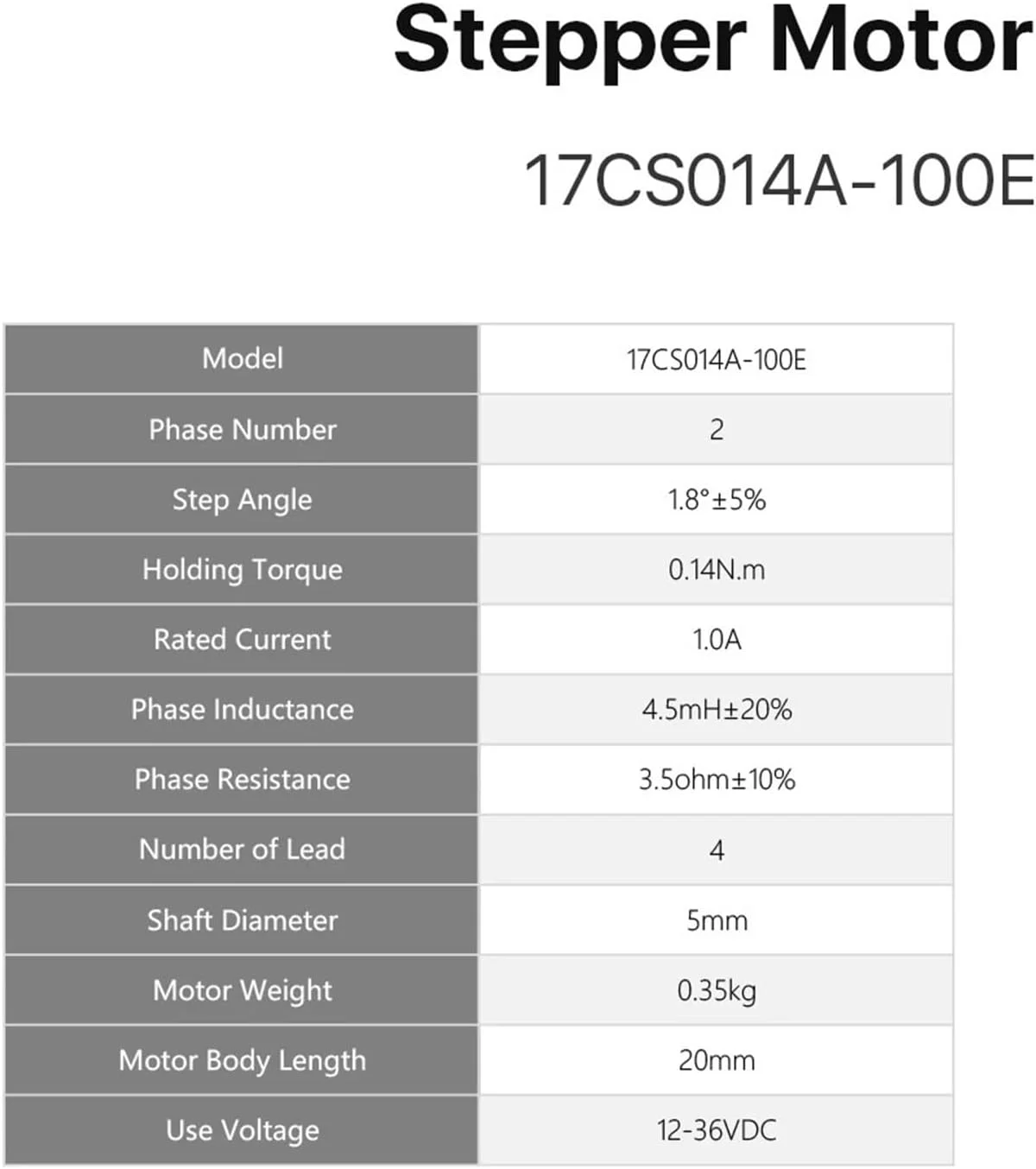 موتور پله ای حلقه باز دو فاز Nema17 20mm، 0.4N.m، 1.0A، موتور کوتاه برای اکسترودر CNC، موتور پرینتر سه بعدی DIY