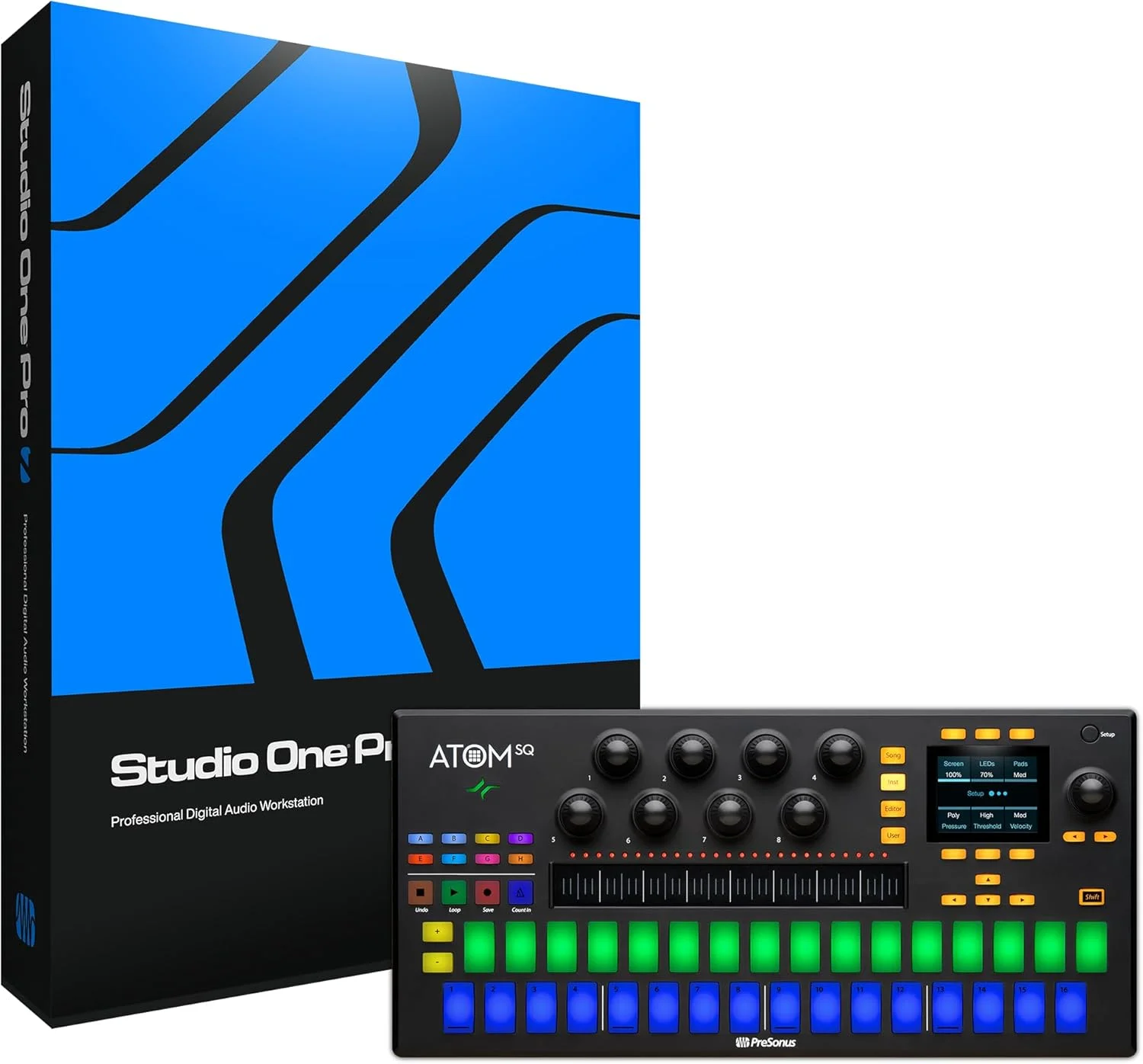 کنترلر ترکیبی میدی کیبورد/پد PreSonus ATOM SQ برای اجرای موسیقی و تولید با Studio One Artist، Ableton Live Lite و بسته نرم افزاری Studio Magic