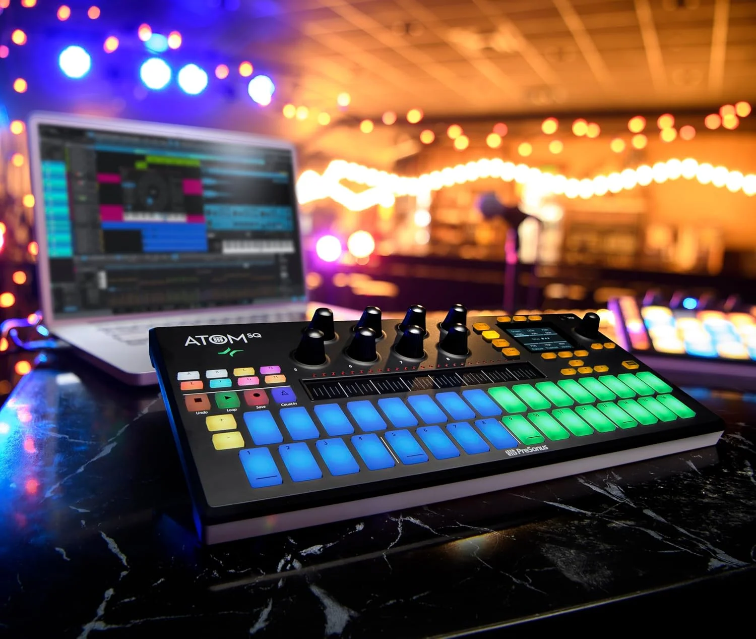 کنترلر ترکیبی میدی کیبورد/پد PreSonus ATOM SQ برای اجرای موسیقی و تولید با Studio One Artist، Ableton Live Lite و بسته نرم افزاری Studio Magic
