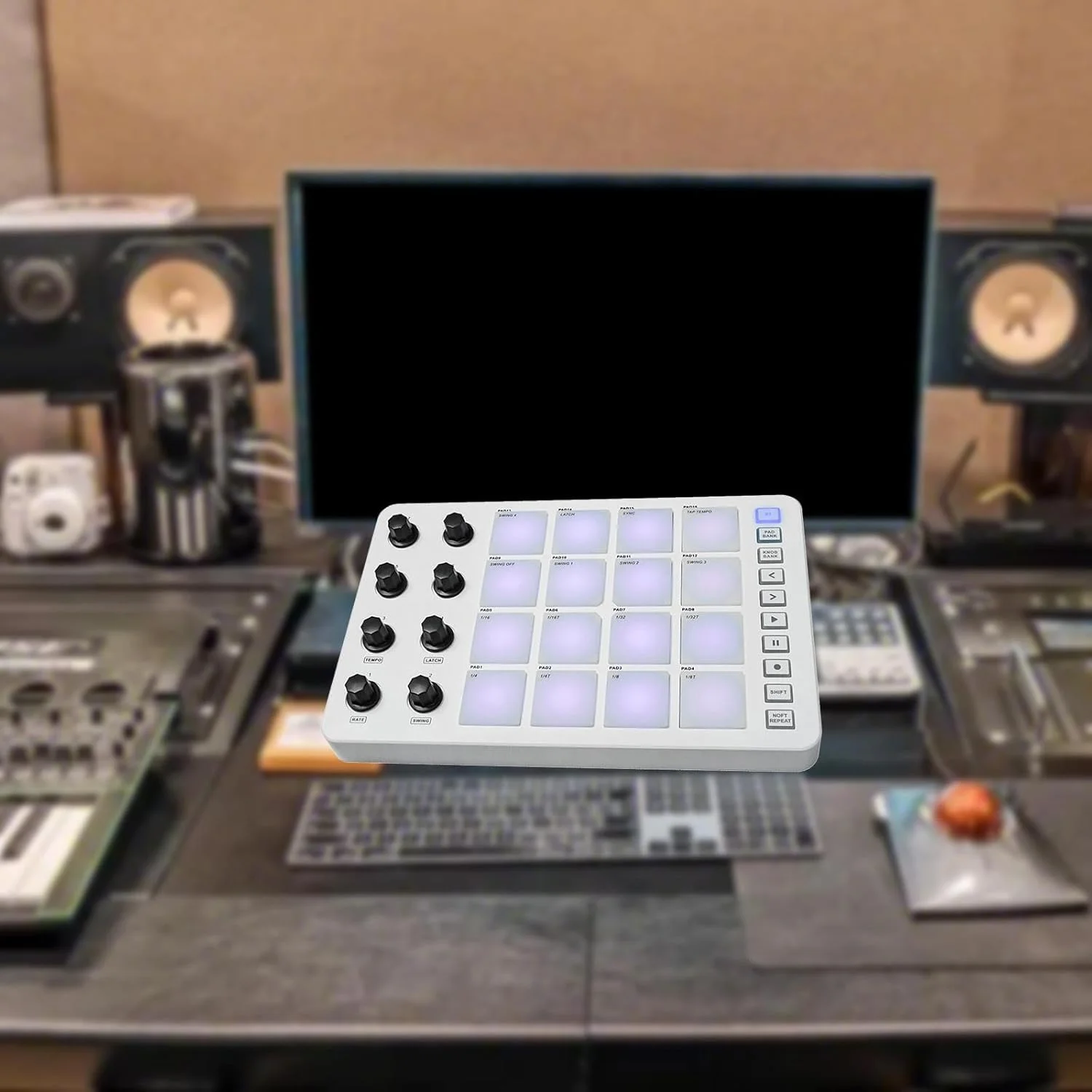 کنترلر USB-MIDI Baoblaze، پد کنترلر MIDI قابل حمل با 16 پد درام با نور پس زمینه، کنترلر پد MIDI برای مبتدیان کنترلر USB-MIDI Baoblaze، پد کنترلر MIDI قابل حمل با 16 پد درام با نور پس زمینه، کنترلر پد MIDI برای مبتدیان