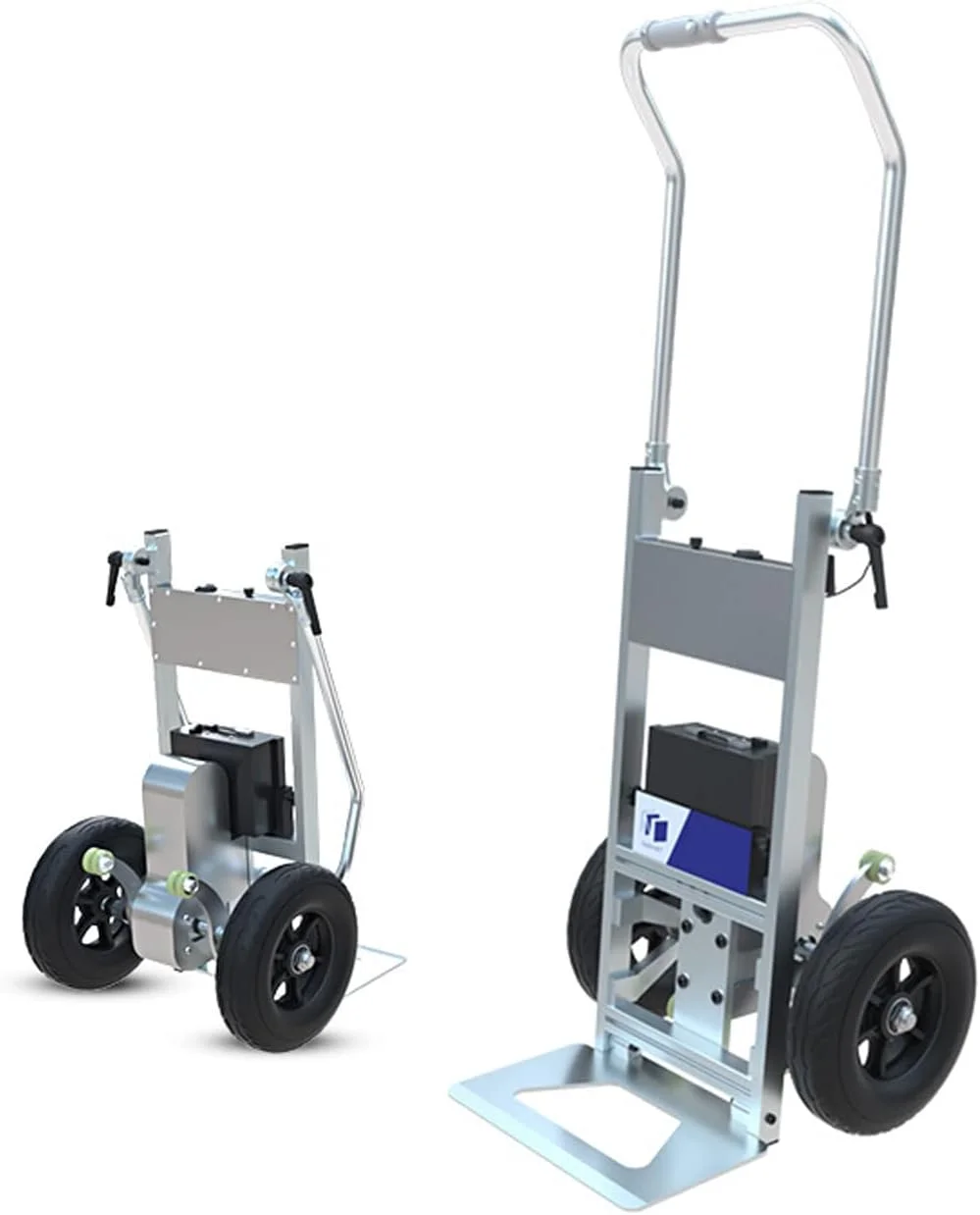 چرخ دستی برقی پله رو آراست، وزن 24 کیلوگرم، ظرفیت 170 کیلوگرم - موتور براشلس 500 وات و باتری قابل جابجایی 48 ولت / 12 آمپر ساعت و عملکرد ساده - بالا و پایین رفتن از پله ها LEOWE