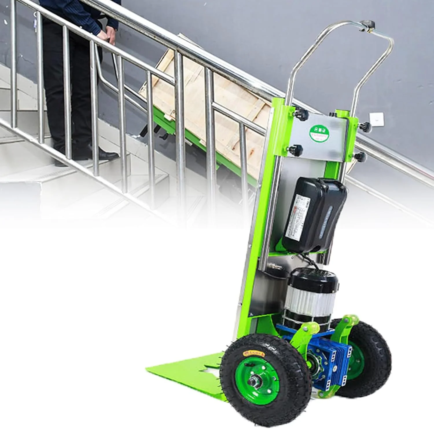 چرخ دستی برقی پله رو برای حمل و نقل بار تا 450 کیلوگرم، تاشو و مناسب برای مبلمان، انبار و لجستیک خانگی