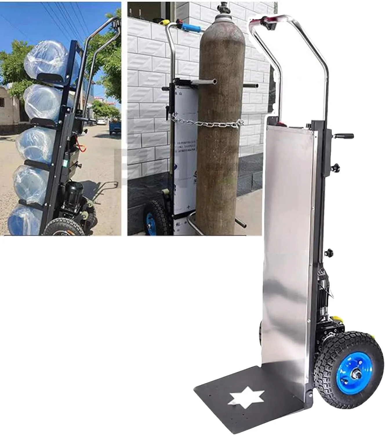 چرخ دستی برقی پله رو DOGC با موتور براشلس 1200 وات، ترولی حمل بار برقی، ظرفیت بار 400 کیلوگرم، باتری جداشدنی 48 ولت/36 آمپر، قابلیت بالا و پایین رفتن از پله