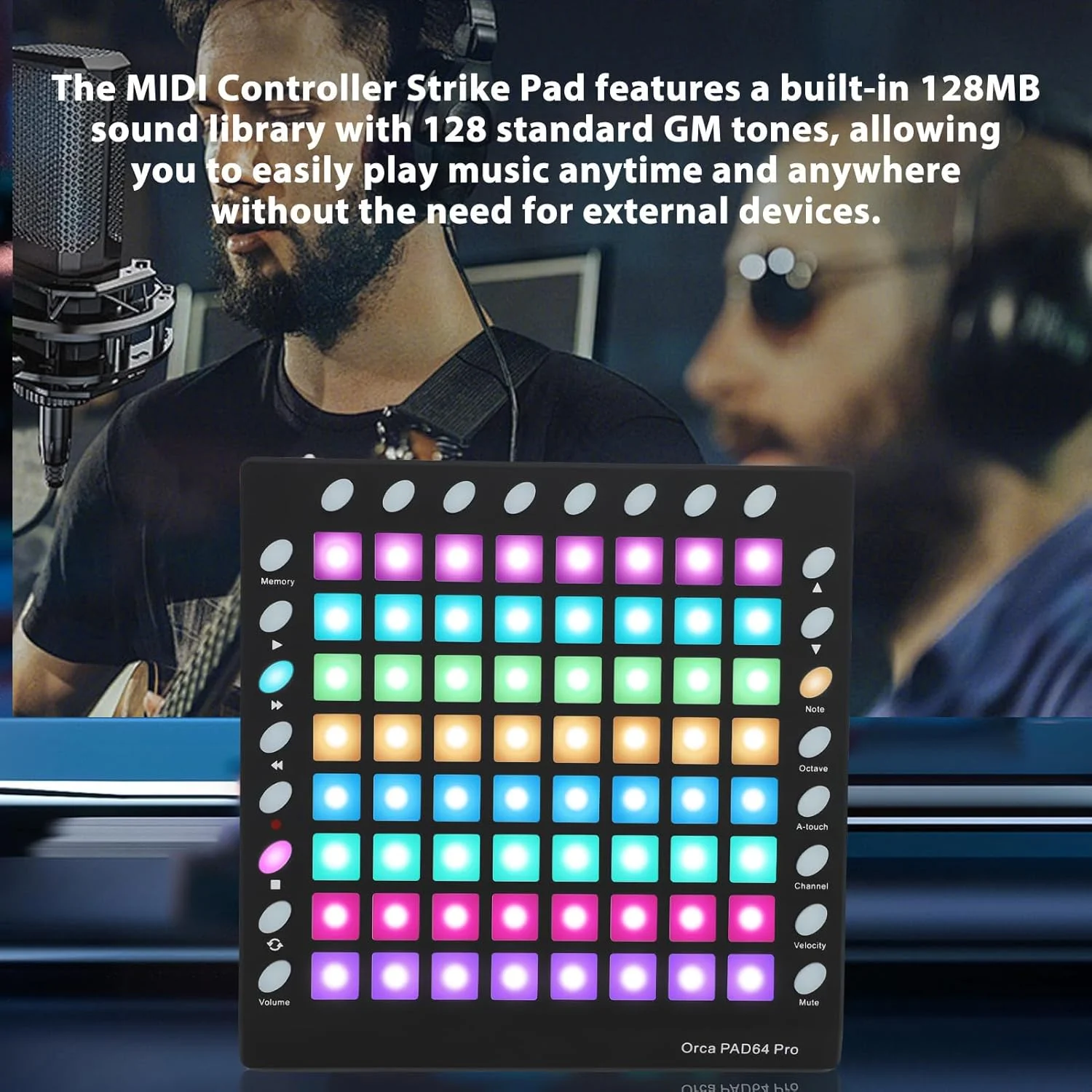 پد ضربه ای کنترلر MIDI، با 64 پد RGB با نور پس زمینه، 8 دکمه RGB، دستگاه بیت ساز برای تولید موسیقی، اجرای زنده صحنه مهمانی