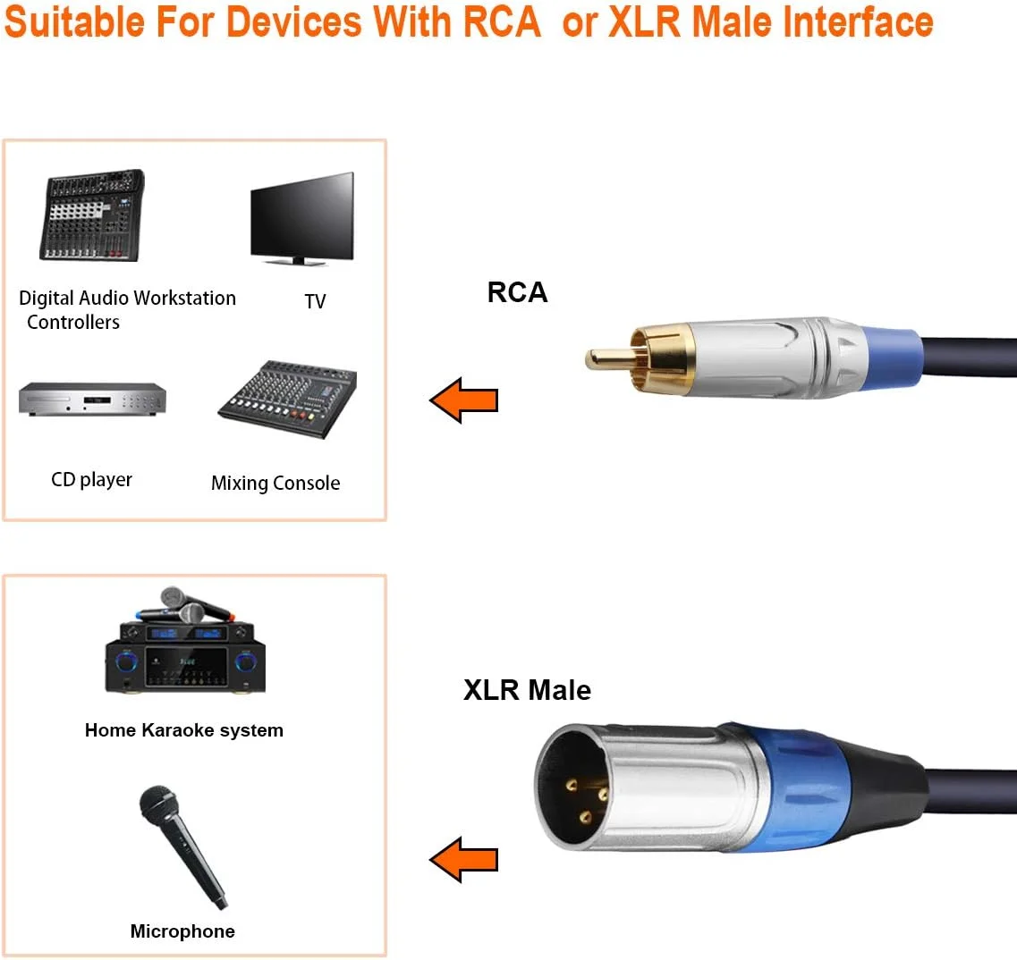 کابل TISINO دوگانه RCA به XLR، کابل اتصال صوتی استریو HiFi دوگانه RCA به 2 XLR نر - 1 متر
