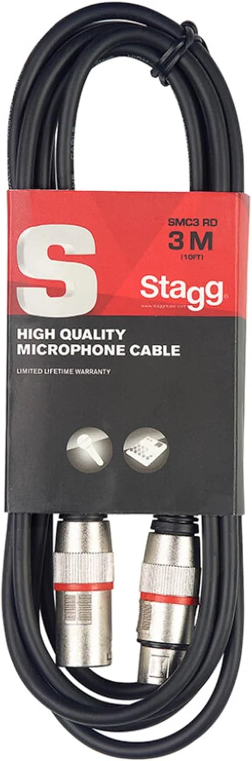 کابل میکروفون استگ SMC3 RD (3 متری، مادگی XLR به نری XLR) قرمز