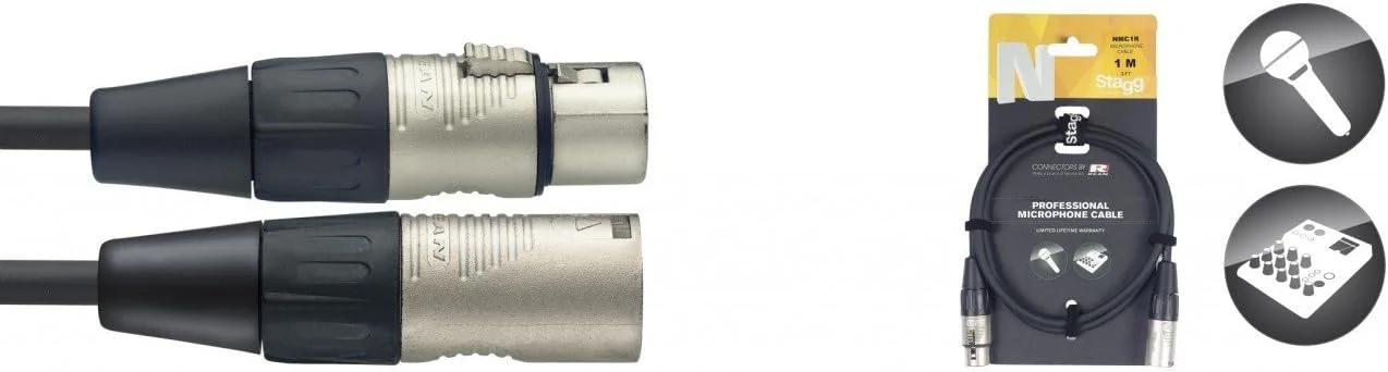 کابل میکروفون Stagg NMC1R سری N - XLR نر/مادگی XLR 1 متری