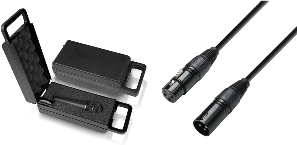 میکروفون داینامیک وکال Behringer Ultravoice XM8500 با الگوی قطبی کاردیوئید و کابل Adam Hall Cables K3DMF0150 DMX XLR نر به XLR ماده 1.5 متری