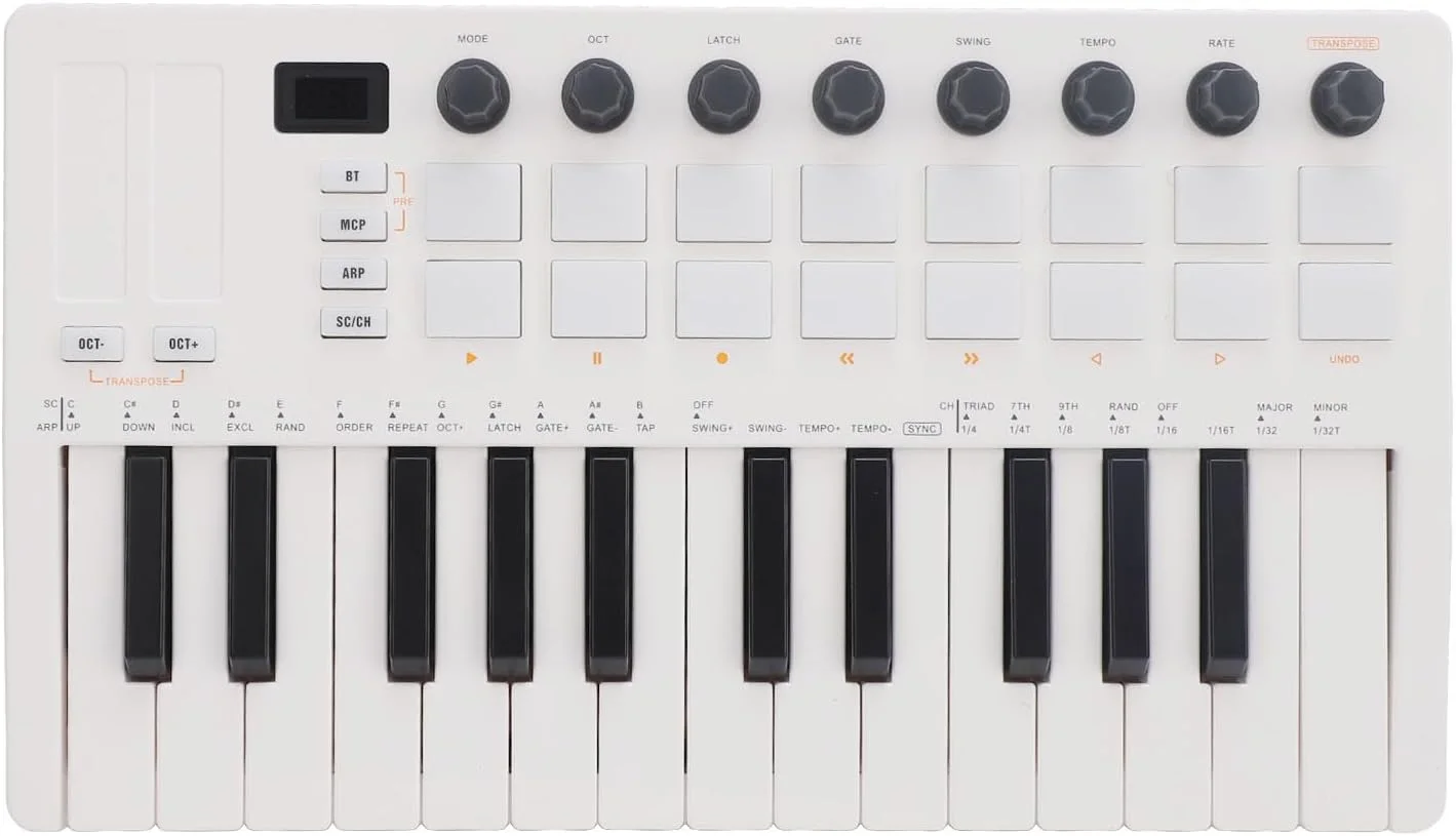 کنترلر میدی کیبورد بی‌سیم 25 کلیدی برای کنترل سینتی‌سایزر مجازی و ساخت بیت در تولید استودیویی