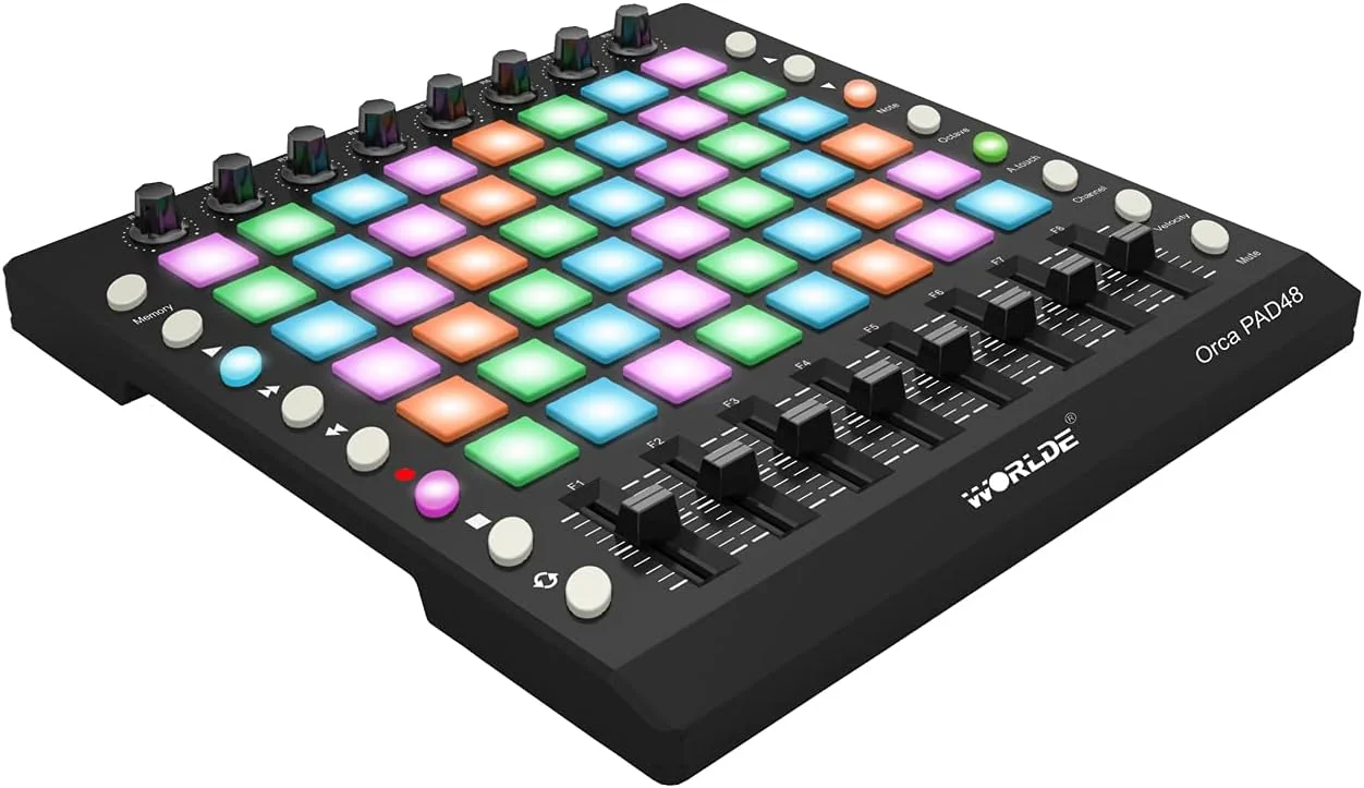 کنترلر میدی پد Worlde Orca-Pad48 با تریگرها و فیدرها