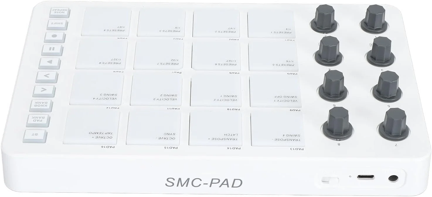 کنترلر MIDI بیسیم با ۱۶ پد درام RGB و ۸ دکمه چرخشی، دستگاه بیت ساز USB، تولید موسیقی، اجرای استودیویی قابل حمل کنترلر MIDI بیسیم با ۱۶ پد درام RGB و ۸ دکمه چرخشی، دستگاه بیت ساز USB، تولید موسیقی، اجرای استودیویی قابل حمل