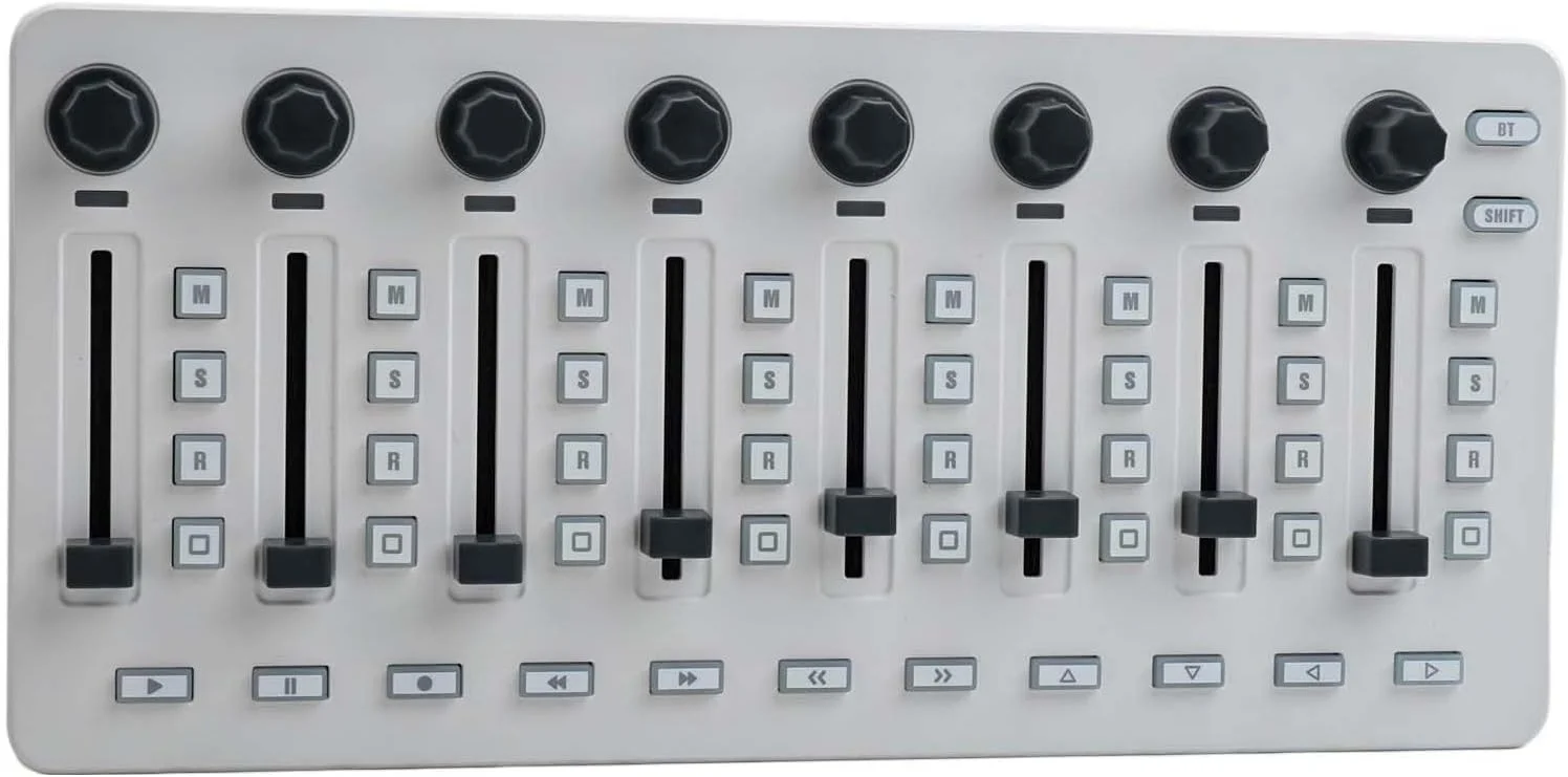 میکسر MIDI بیسیم M-VAVE با اتصال USB و BT، دارای 8 انکودر، 43 کلید و 8 دکمه، قابل حمل میکسر MIDI بیسیم M-VAVE با اتصال USB و BT، دارای 8 انکودر، 43 کلید و 8 دکمه، قابل حمل