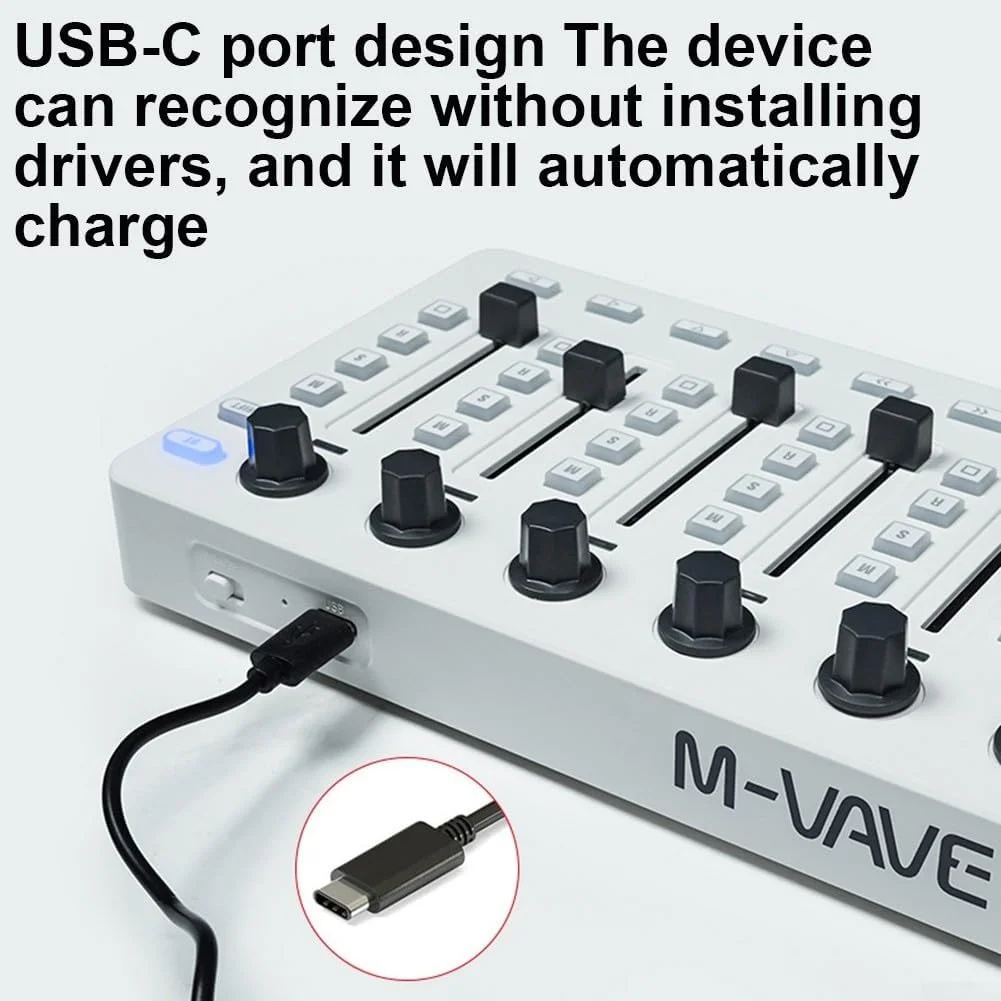 کنترلر MIDI بیسیم MVAVE، میکسر MIDI با رابط USB، کنترلر MIDI قابل حمل با 43 کلید، 8 دکمه چرخشی، 8 دکمه فشاری، اتصال BT کنترلر MIDI بیسیم MVAVE، میکسر MIDI با رابط USB، کنترلر MIDI قابل حمل با 43 کلید، 8 دکمه چرخشی، 8 دکمه فشاری، اتصال BT