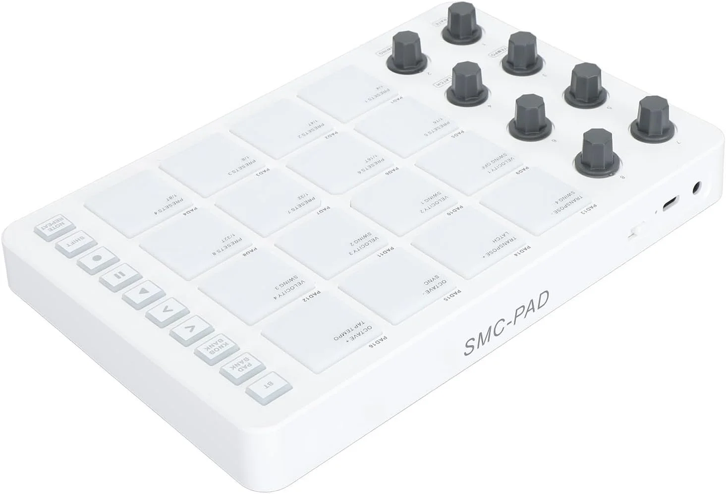 کنترلر MIDI بی‌سیم با 16 پد درام RGB، 8 دکمه چرخشی، دستگاه USB Beat Maker برای تولید موسیقی، پورت خروجی MIDI 5 میلی‌متری، باتری لیتیومی 2000 میلی‌آمپر ساعتی، Cubase، Logic