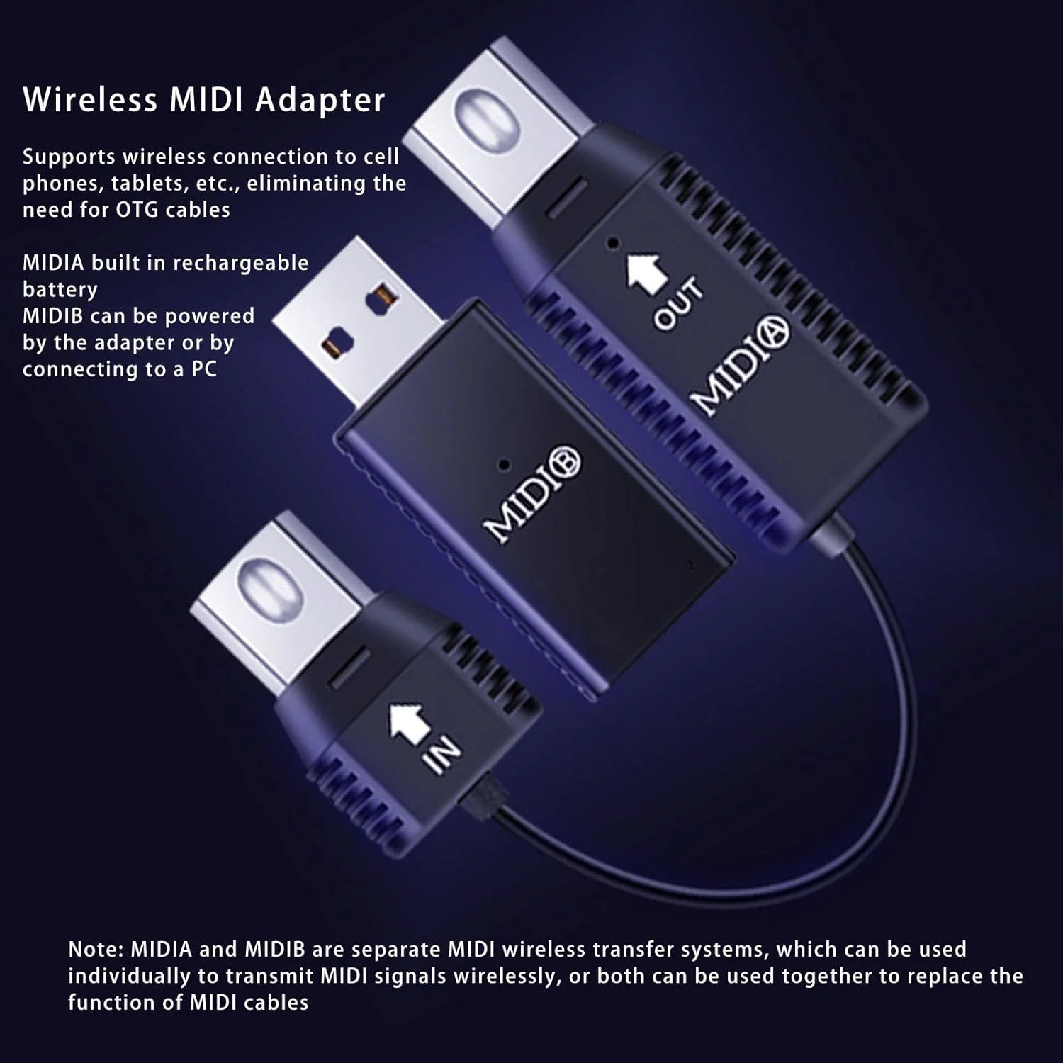 آداپتور MIDI بیسیم، سیستم انتقال MIDI بیسیم، کنترلر MIDI به USB MIDI، اتصال آسان برای پیانو دیجیتال به دستگاه MIDI برای OS X و XP آداپتور MIDI بیسیم، سیستم انتقال MIDI بیسیم، کنترلر MIDI به USB MIDI، اتصال آسان برای پیانو دیجیتال به دستگاه MIDI برای OS X و XP