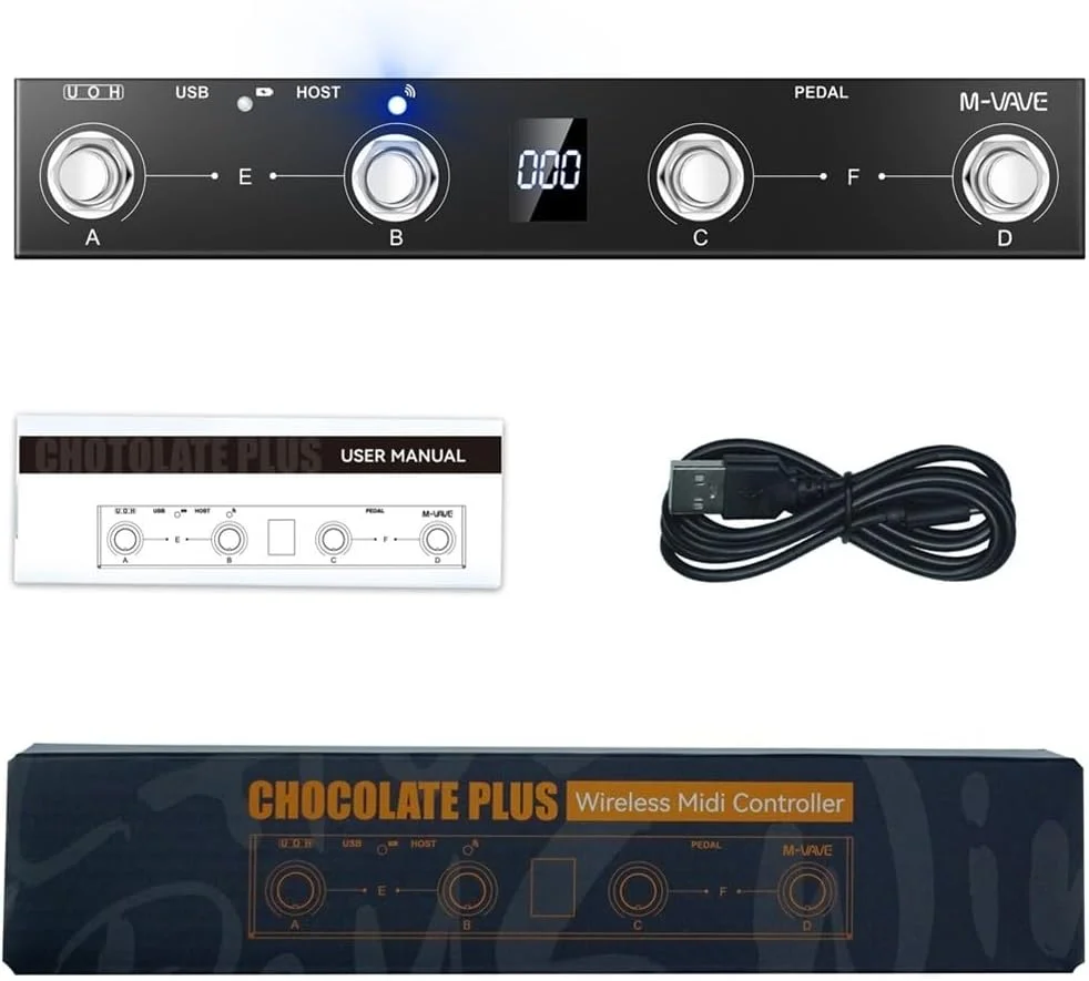 کنترلر پدال پایی، کنترلر MIDI بی‌سیم، 212 x 36 x 17 میلی‌متر برای M-Vave Chocolate Plus برای MIDI، مشکی