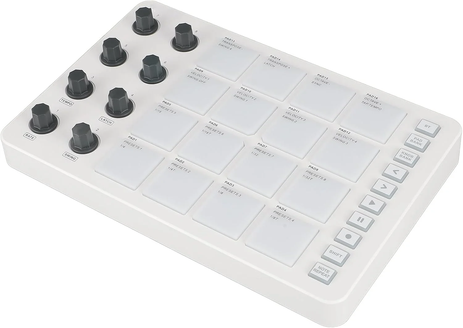 کنترلر MIDI بی‌سیم، 8 دکمه قابل تنظیم، کنترلر پد USB MIDI قابل حمل و پایدار SMC با تکرار نت برای مبتدیان