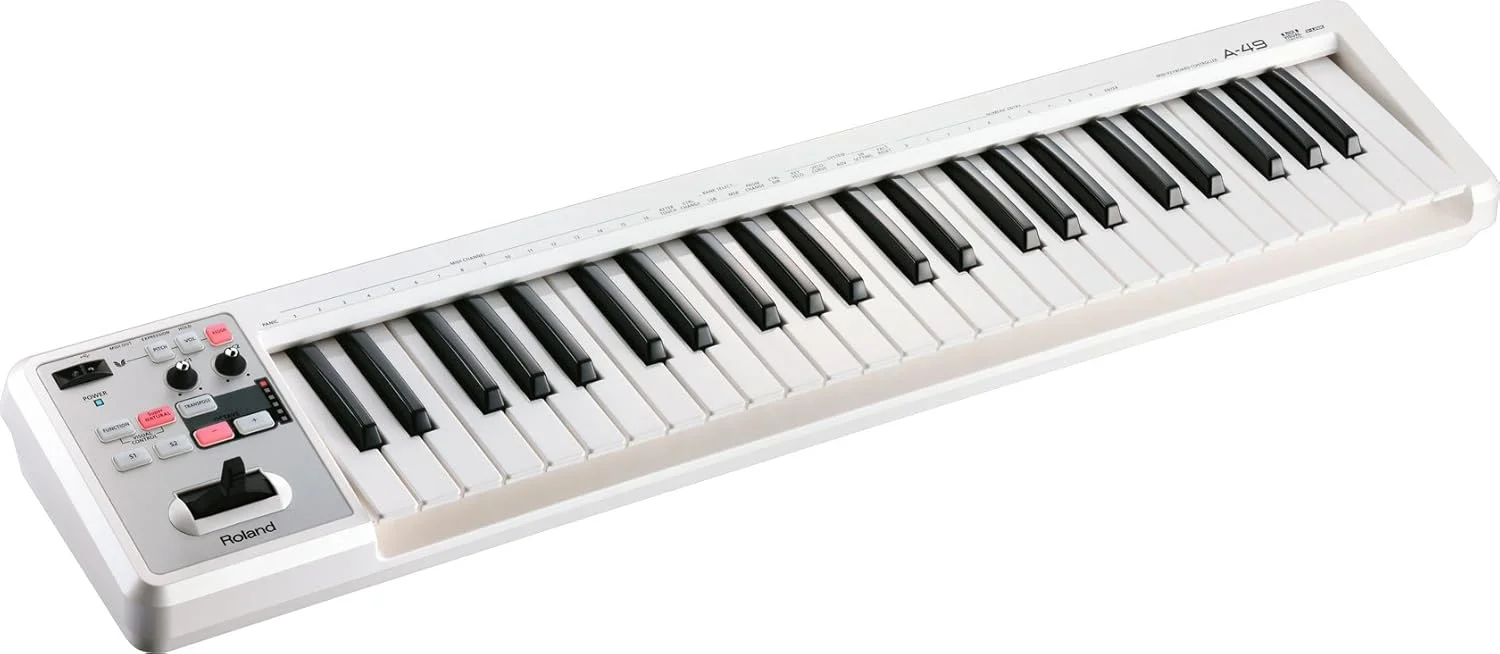 کنترلر میدی کیبورد Roland A-49، سبک، 49 کلاویه، سفید