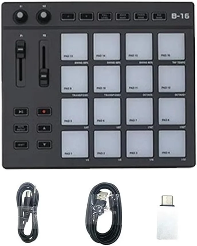 پد پرکاشن کیبورد MIDI مدل B16 - برای تولید موسیقی، کنترلر DJ، تنظیم کننده، کاربری آسان، ساخت ظریف، 500456057