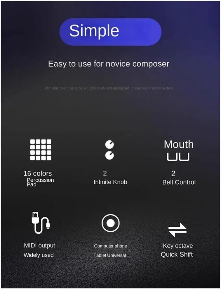 پد پرکاشن کیبورد MIDI مدل B16 - برای تولید موسیقی، کنترلر DJ، تنظیم کننده، کاربری آسان، ساخت ظریف، 500456057 پد پرکاشن کیبورد MIDI مدل B16 - برای تولید موسیقی، کنترلر DJ، تنظیم کننده، کاربری آسان، ساخت ظریف، 500456057