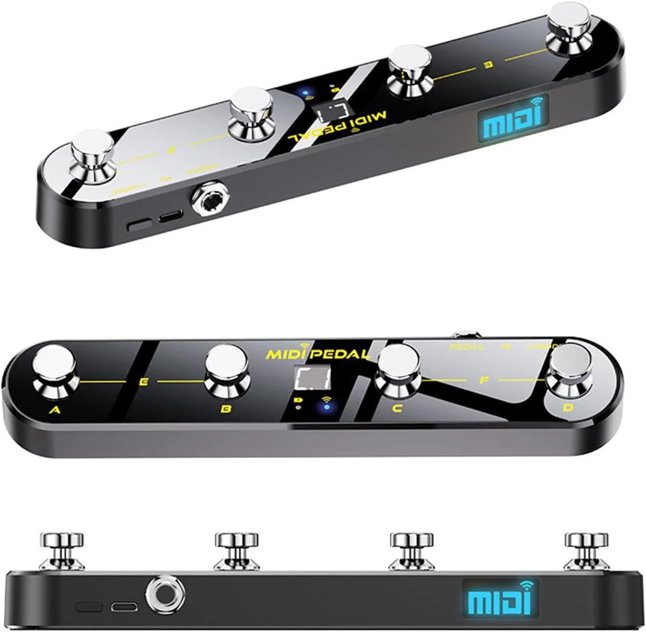 پدال MIDI فوتی kowaku با گیرنده، جمع و جور، ضد لغزش، سبک، قابل حمل، کنترلر MIDI شیک، مدل 4 پدال MIDI فوتی kowaku با گیرنده، جمع و جور، ضد لغزش، سبک، قابل حمل، کنترلر MIDI شیک، مدل 4