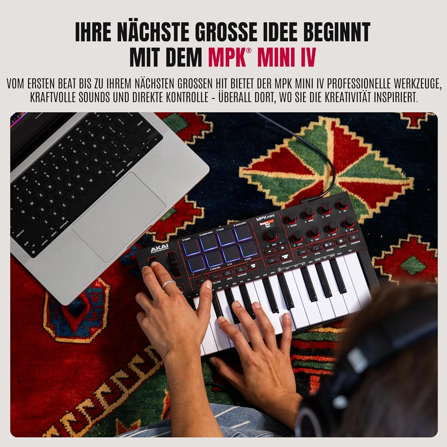 کنترلر کیبورد میدی USB-C آکای پروفشنال MPK Mini IV برای مبتدیان و تولیدکنندگان - پدهای درام MPC، چرخهای Pitch & Modulation، برنامههای آموزشی، نرمافزار تولید موسیقی با 1000+ صدا، مشکی کنترلر کیبورد میدی USB-C آکای پروفشنال MPK Mini IV برای مبتدیان و تولیدکنندگان - پدهای درام MPC، چرخهای Pitch & Modulation، برنامههای آموزشی، نرمافزار تولید موسیقی با 1000+ صدا، مشکی