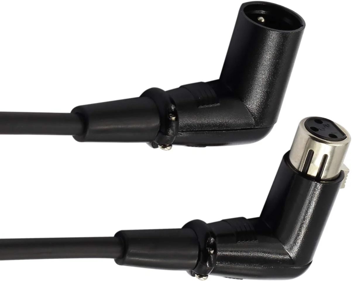 کابل XLR نر به مادگی زاویه دار - کابل سیگنال میکروفون DMX ممتاز برای اکولایزر / میکسر / آمپلی فایر / بلندگوهای اکتیو و سایر دستگاه های حرفه ای (3 متر / 9.8 فوت)